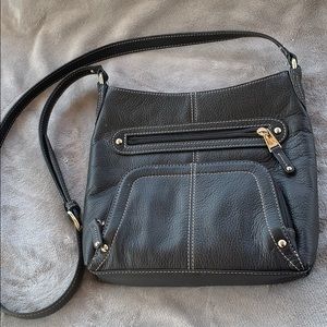 Black soft leather crossbody bag